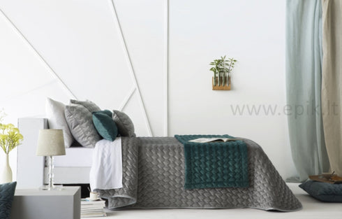 Prabangi velvetinė lovatiesė "Naroa Grey", pilkos spalvos